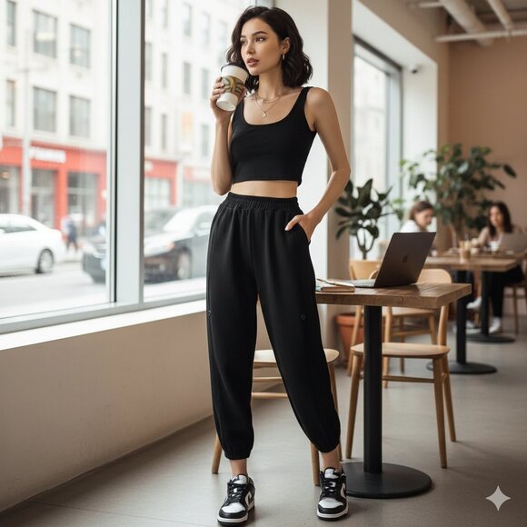 J.ING BLACK SWEATPANTS - Picture 1 of 5